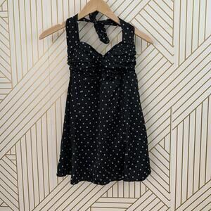 Tropical Escape  Polka Dot swim dress One Piece Swimsuit halter Tie Back size 10